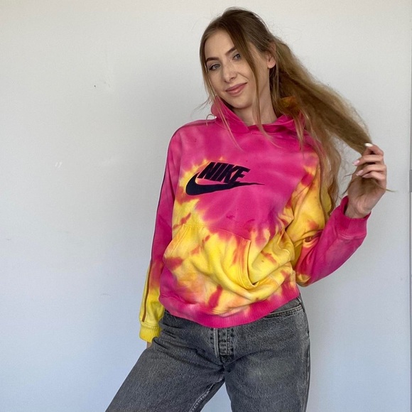 Nike Tops - Vintage Nike Hoodie Tie Dye Multicolour Small